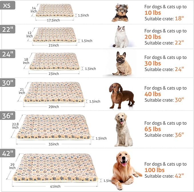 Mora Pets Dog Crate Pad - Ultra Soft Pet Bed With Cute Star Print, Washable Mat for Large Medium Small Dogs, Reversible Fleece Kennel Liner, Cat Bed 23 x 18 Inch Brown