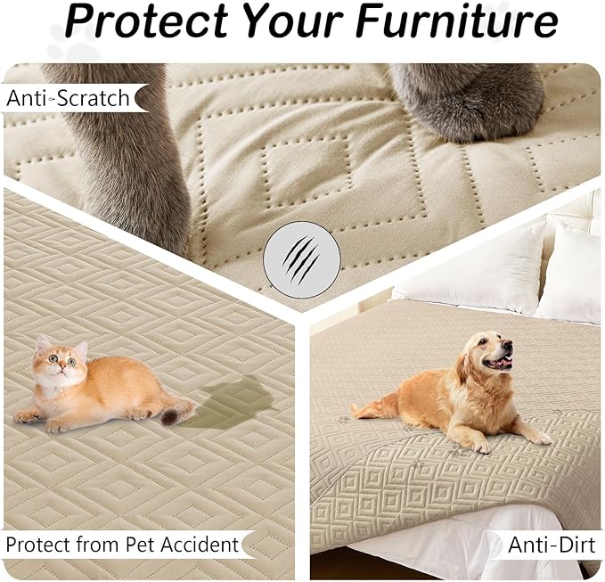 hyha Waterproof Dog Blanket, Soft Dog Bed Cover Pet Blankets, Waterproof Sofa Couch Cover for Dogs Washable, Reversible Pet Couch Covers for Sofa Furniture (40x70 Inch, Taupe/Taupe)