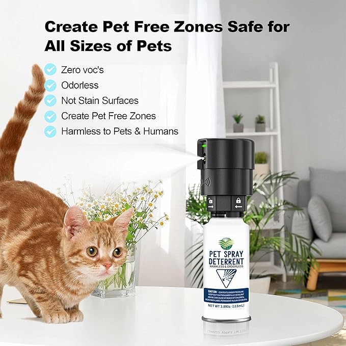 Cat Spray Deterrent System, Pet Deterrent Device Refill, CATSSS Refill [ 7.78Oz & 2 Pack ] Safe for Cats & Dogs Motion Activated Pet Deterrent Spray System-Only Applicable to The First Generation