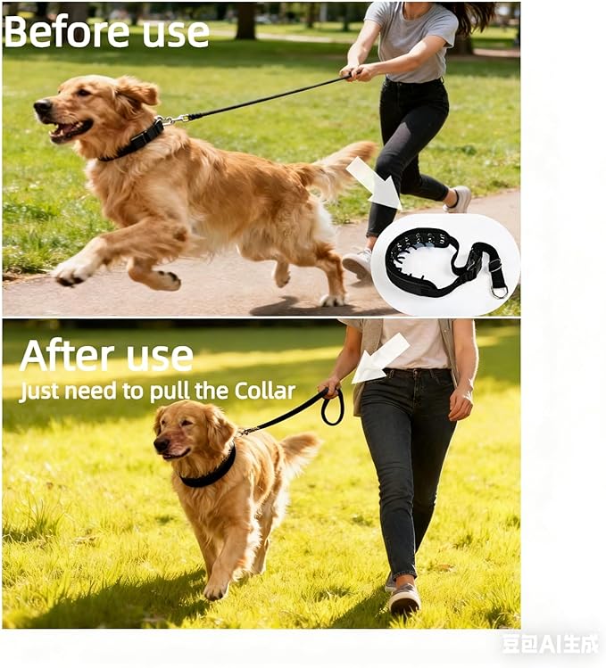 Lightweight Prong Collar for Dogs, Reflective No Pull Dog Collar | Adjustable Size Dog Pinch, Breathable Woven Fabric Air Grid Technology, Martingale Collar for Dogs Training(Black-M)
