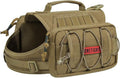 OneTigris Dog Backpack for Medium & Large Dogs, Nylon Backpack for Dogs Tactical Pet Backpack with Side Pockets for Hiking Walking Training Running (Brown, Large)