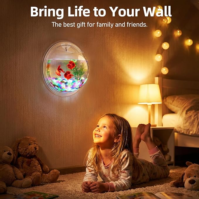 iplusmile Wall Mounted Planter 6.7 Inch, Clear Acrylic Hanging Bubble Vase for Plant Propagation Air Plants, Shatterproof Round Terrarium Bowl for Home Office Decor