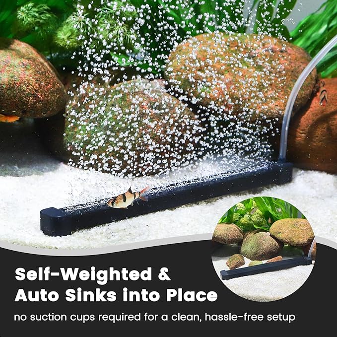 hygger Weighted Nano Mist Bubble Wall Bar, 31.5" Self-Sinking ABS Air Stone Strip with Gentle Oxygen Diffuser for Freshwater & Marine Aquarium, Hydroponics