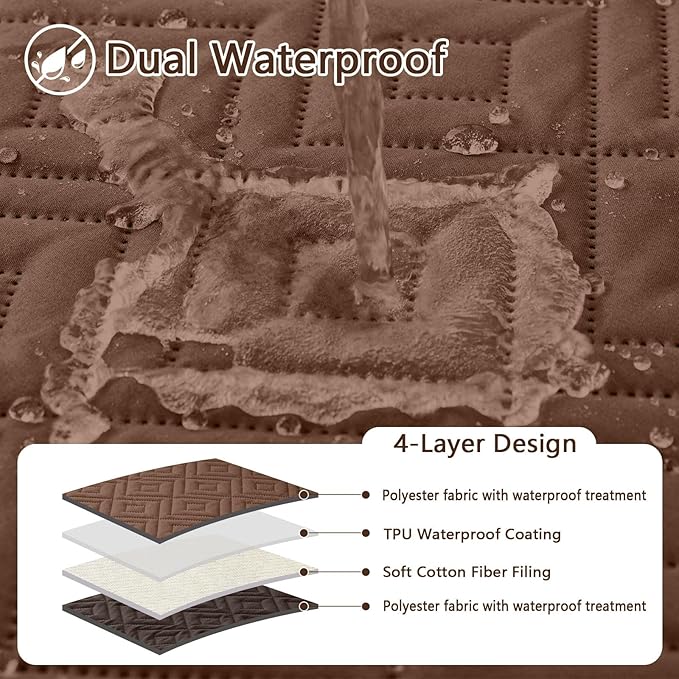 hyha Waterproof Dog Blanket, Soft Pet Bed Blankets, Waterproof Sofa Couch Cover for Dogs Washable, Reversible Pet Couch Covers for Sofa Furniture (68x82 Inch, Brown/Chocolate)
