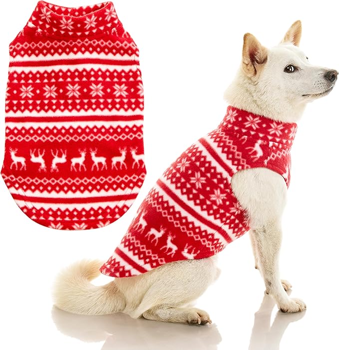 Gooby - Stretch Fleece Vest, Pullover Fleece Vest Jacket Sweater for Dogs, Reindeer Red, Medium