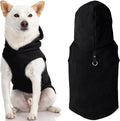 Gooby - Fleece Vest Hoodie, Small Dog Pull Over Hooded Fleece Jacket with Leash Ring, Black, Small