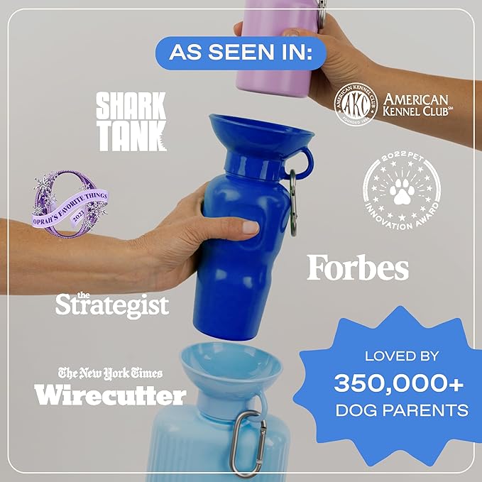 Springer Dog Water Bottle | Portable Travel Water Bottle Dispenser for Dogs - As Seen on Shark Tank | Patented, Leak-Proof Bottles Fill Bowl with Water - Ideal for Walking | BPA-Free 22oz Lilac