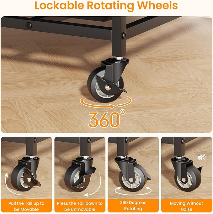Dog Crate Furniture for Large Dogs, 42 Inch Indoor Large Kennel, Wooden Pet Cage Decorative Corner End Table with Caster Wheels & Double Removable Tray, White