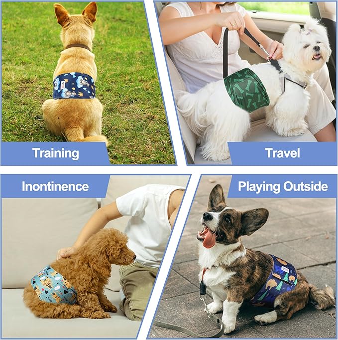 5 Pack Dog Diapers Male, Premium Belly Bands for Male Dogs, High Absorbing Dog Pee Wraps for Doggie in Incontinence or Excitable Urination and Training XXL