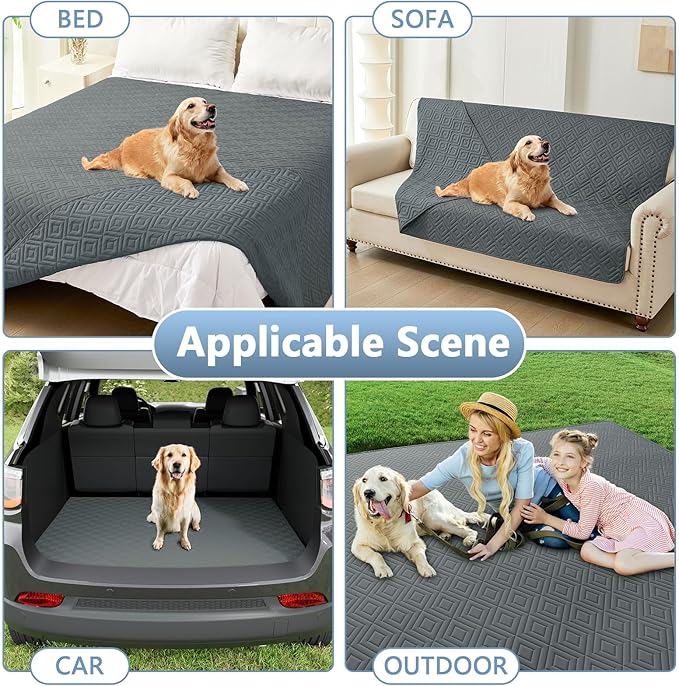 hyha Waterproof Dog Blanket, Soft Dog Bed Cover Pet Blankets, Waterproof Sofa Couch Cover for Dogs Washable, Reversible Pet Couch Covers for Sofa Furniture (68x82 Inch, Dark Grey/Dark Grey)