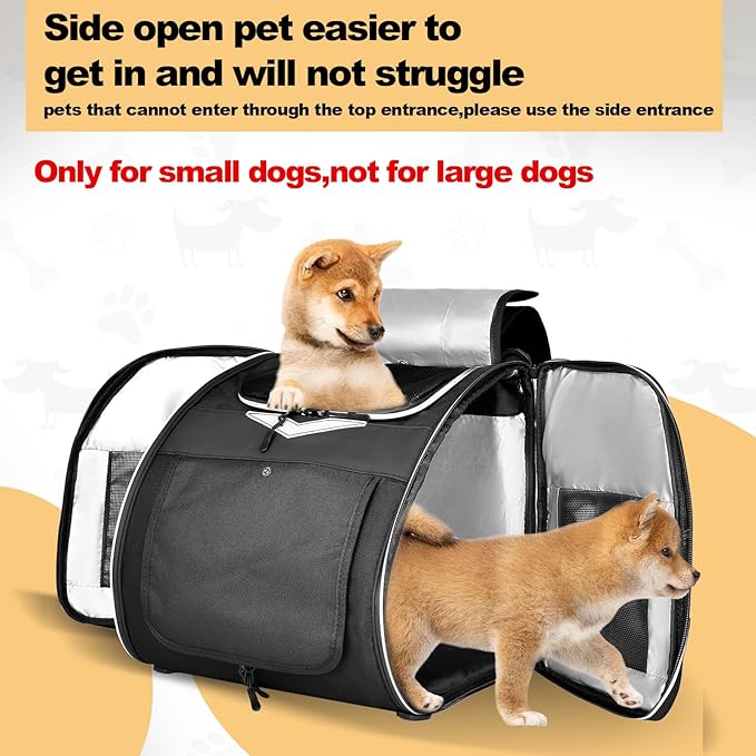 Dog Bike Basket, Foldable Pet Bike Carrier Backpack with Safety Strap, Waterproof Pet Bike Basket Suitable for Small Cats Kitten Puppy Dogs （New Black）
