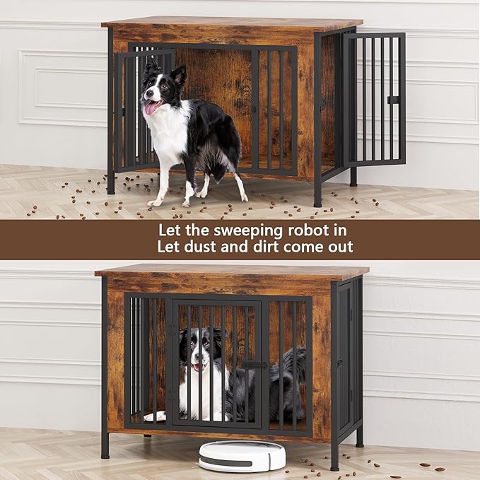 EasyCom Dog Crate Furniture for 1 or 2 Dogs, Heavy Duty Single/Double Dog Crates for Small/Medium/Large Dogs, Dog Kennel Furniture Indoor as TV Stand, Large Size 39.96" L(35-60 Pounds), Brown