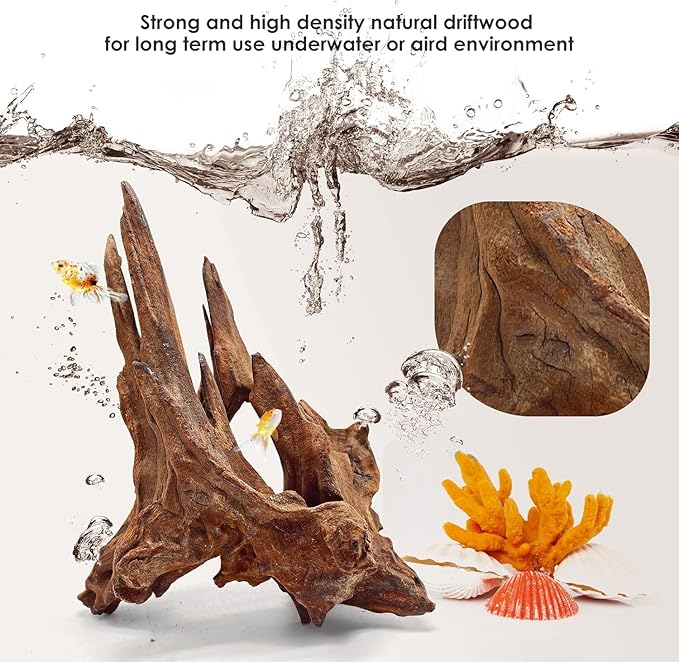 Jorewood Natural Large Aquarium Driftwood for Fish Tanks & Reptile Terrariums – Safe Fish Tank Decorations, Unique Twisted Branches 2-Piece 14-18 Inch Low Tannin, Easy to Sink