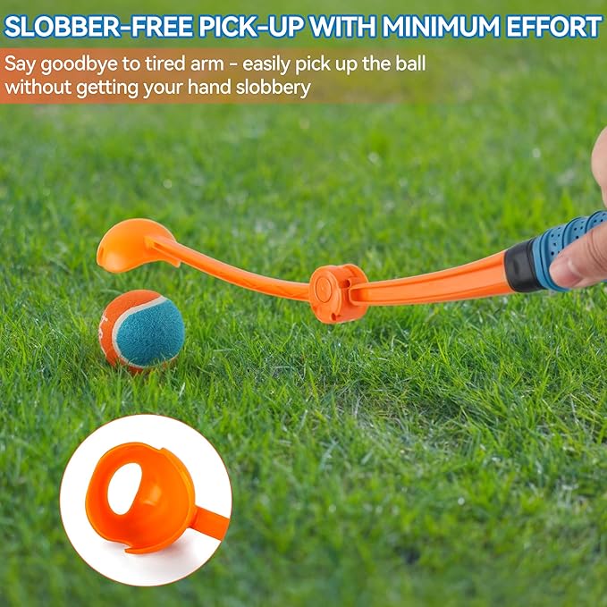 ALL FOR PAWS 25“ Dog Ball Thrower, Upgraded Foldable Tennis Ball Fetch Thrower for Dogs, Dog Ball Launcher Toy for Medium & Large Dog, Soft and Comfortable Tennis Fetch Handle, 2.5 Inch Ball Included