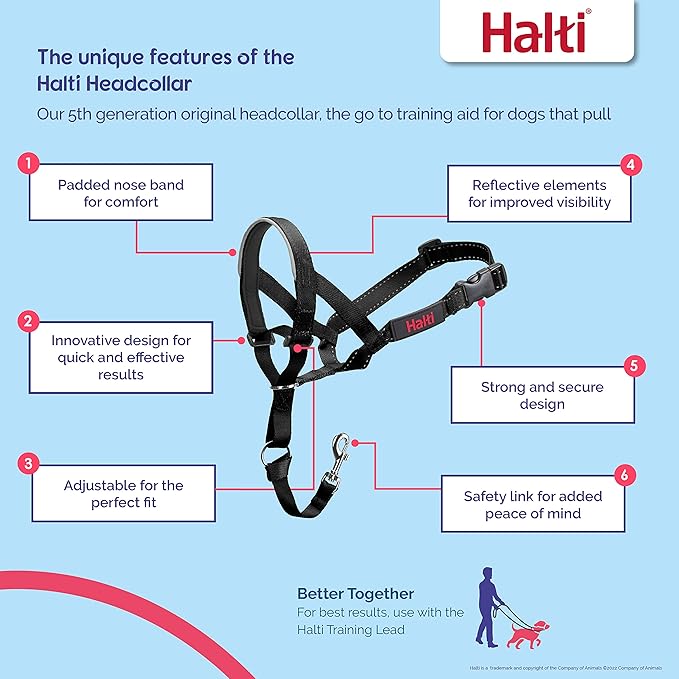 Halti Headcollar - Stop Your Dog Pulling on The Leash. Adjustable, Reflective and Lightweight, with Padded Nose Band. Dog Training Anti-Pull Collar for Large Dogs (Size 4, Deep Walnut)