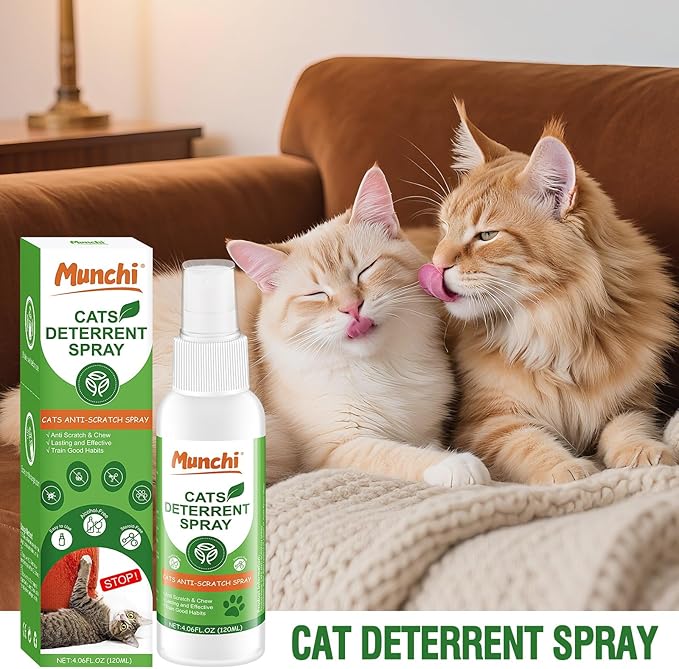 MUNCHI Cat Scratch Deterrent Spray – Natural Indoor & Outdoor Repellent, Furniture Protection, Prevent Scratching, Digging & Chewing