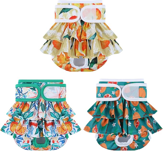 Dog Diapers Female Washable (3 Pack), Reusable Dog Period Diapers Female Doggie Diapers Puppy Diapers Female Dog Diapers for Heat, Incontinence, Excitable Urination,S
