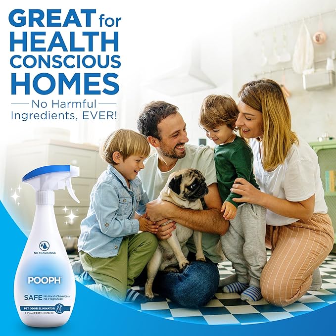 Pooph Pet Odor Eliminator, 32oz Spray, 2-Pack - Eliminates Odors at the Molecular Level, Dogs, Cats, Freshener, Eliminator, Urine, Poop, Pee, Deodorizer, Natures, Puppy, Fresh, Clean, Furniture, Potty
