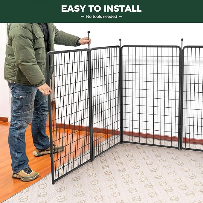 FXW Rollick Unleashed Dog Playpen for Indoor, Yard, RV Camping, 50 inch 24 Panels for Large Dogs, Black│Patented