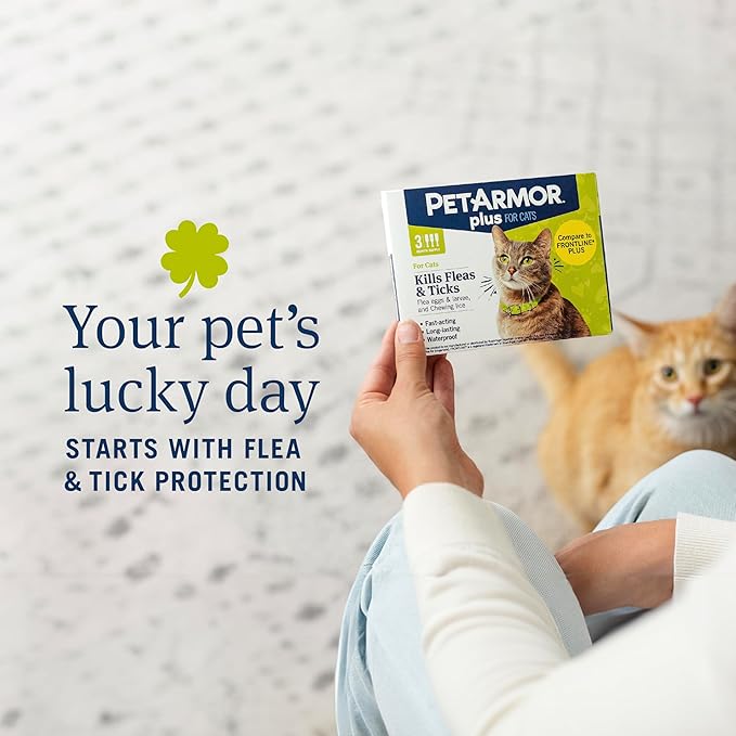 PetArmor Plus Flea and Tick Prevention for Cats over 1.5 lbs, Cat Flea and Tick Treatment, 1 Dose, Waterproof Topical, Fast Acting