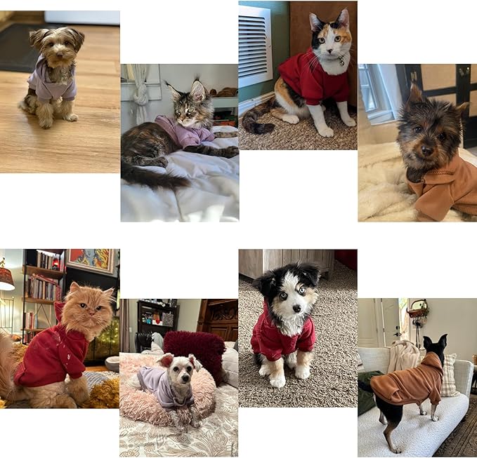 TAPBULL Dog Dresses, Fashionable Pet Dog Sweatshirt Clothes in Light Colors, Cute Cat Birthday Dress Outfit (Pink/Purple/Coffee 3-Pack), X-Large