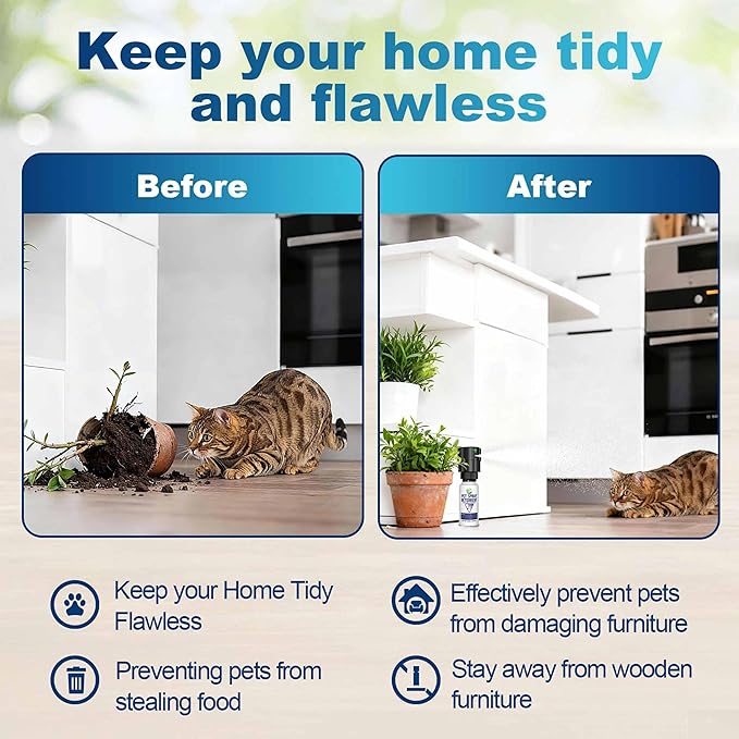 Cat Deterrent Spray Refill, Pet Spray Deterrent System, Motion Activated Cat System, Cat & Dog Odorless & Indoor, Up to 3 Feet Away, Pet Deterrent Spray Refill 2 Pack 7.78Oz