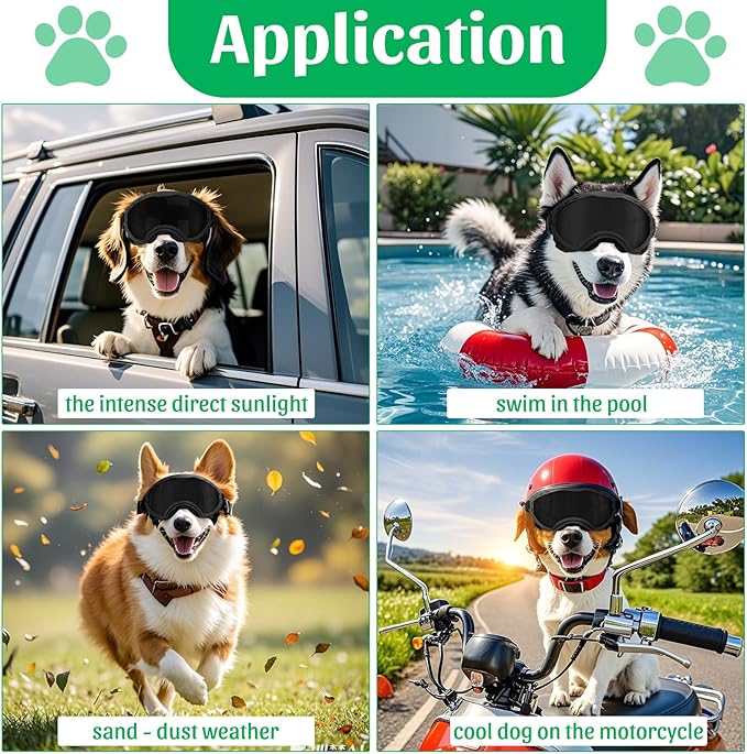 Middle Dog Goggles UV Protection, Dog Sunglasses Transparent Lens, Windproof Anti-Fog Snowproof, for Dogs Eyes Protection,Suitable for Medium-Large Dog Outdoor, Black Box