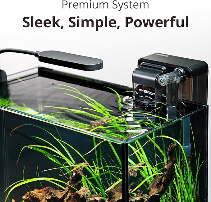 NICREW Nano Nature Aquarium Kit, 2.5 Gallon, Basic Version & NICREW Slim Aquarium Filter Cartridges (6 pcs) with Intake Sponges (2 pcs)