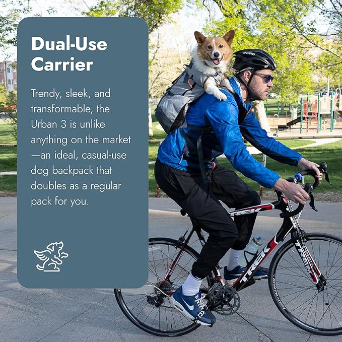 K9 Sport Sack Urban 3 - Large, Concrete - Ideal for Dogs with 20-22” Back Length - Dual-Use, Backpack-Style Carrier + Everyday Pack