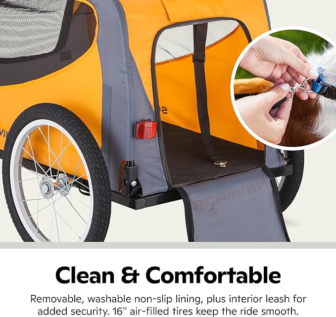 Schwinn Rascal Pet Trailer, Holds Pets Up to 50 or 100 lb, Universal Coupler, Folding Frame, Quick-Release Wheels, Rear Doggy Door, Leash, Washable Liner, Bug Screen, Schwinn Bike Trailer for Pets