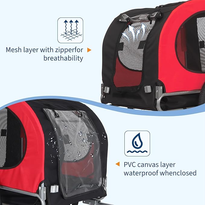 Bicycle Dog Carrier - 88Lbs Capacity Pet Bike Trailer with 19" Air Tires,Foldable Dog Trailer for Bike | with 600d Durable Waterproof Oxford Cloth | Universal Coupler | for Medium/Large Pets