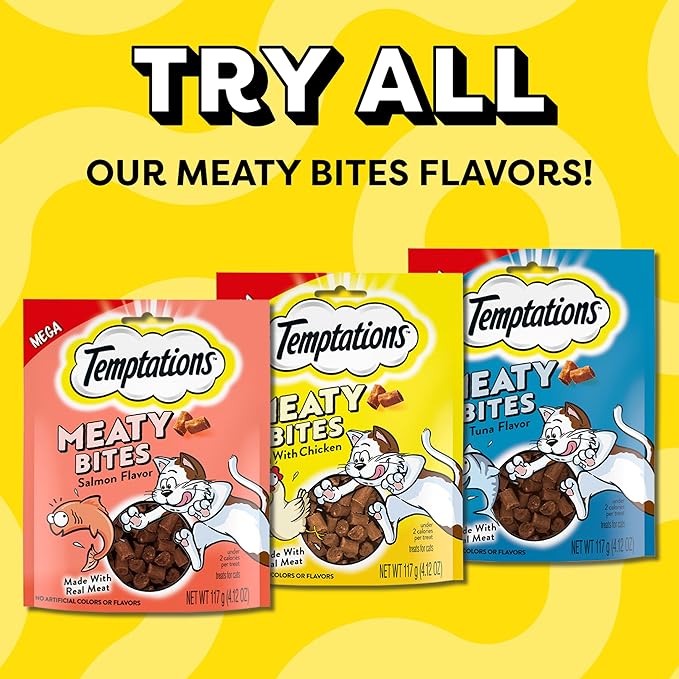 Temptations Meaty Bites, Soft and Savory Cat Treats, Tuna Flavor, 4.12 oz. Pouch (Pack of 2)