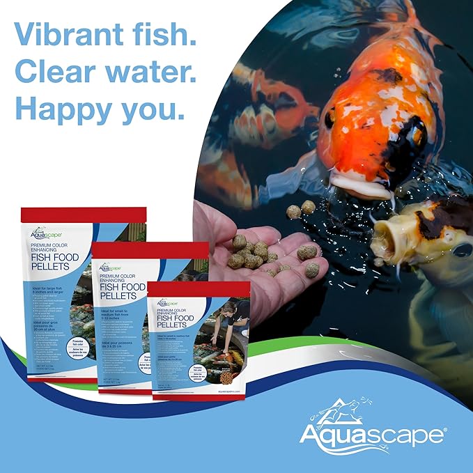 Aquascape Premium Color Enhancing Fish Food for Small to Medium Pond Fish, Medium Pellet, 1.1 Pounds | 98873
