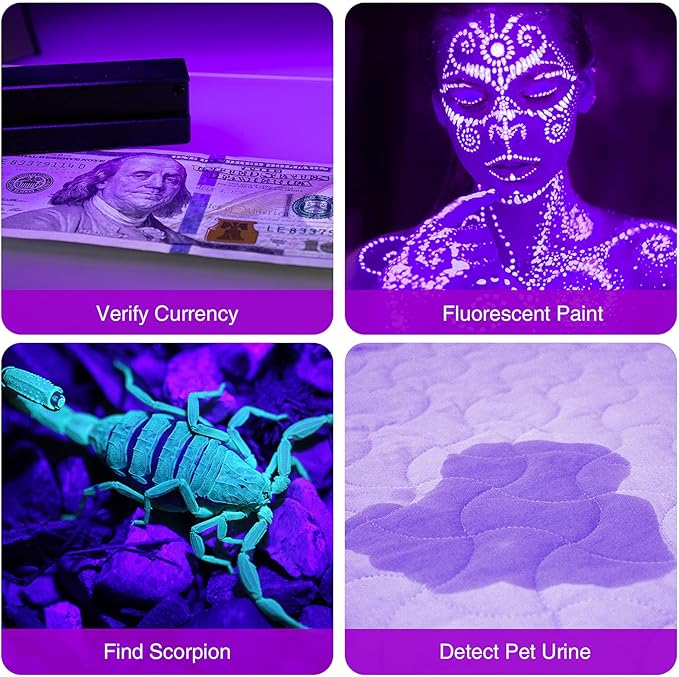 COSOOS Black Light UV Flashlight, 12 LED Handheld Black Light, Small UV Lights 395nm, Portable Pet Stain Detector for Dog Urine, Scorpions, and Bed Bugs.