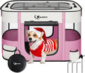 Dog Playpen,Cat Pet Puppy Pen,Portable Playpens for Dogs Indoor Outdoor Travel Camping Use,Foldable Dog Kennel Tent Crate for Rabbit Small Animals with Carrying Case (Pink, Large)