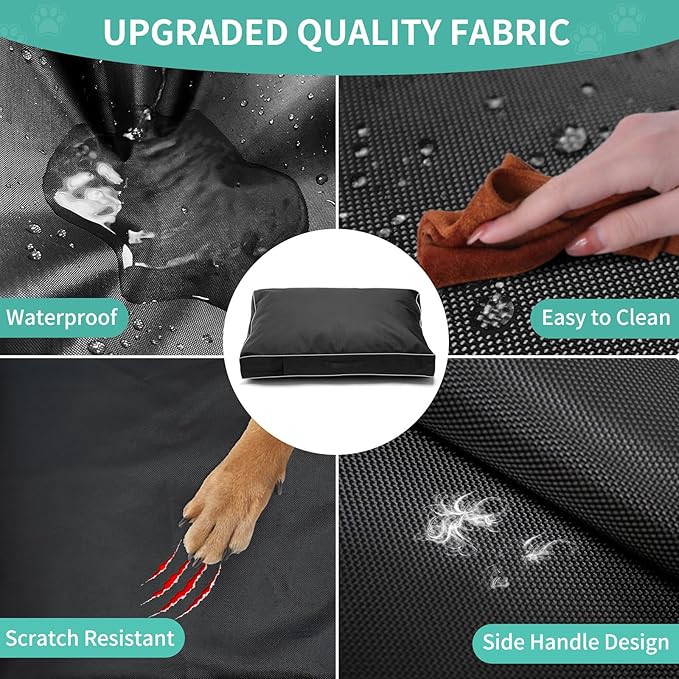 COSHNIBI Dog Bed Covers Replacement Washable,Waterproof Dog Bed Cover with Zip and Carry Handle for Dog/Cat 54''Lx44''Wx4''H-Black