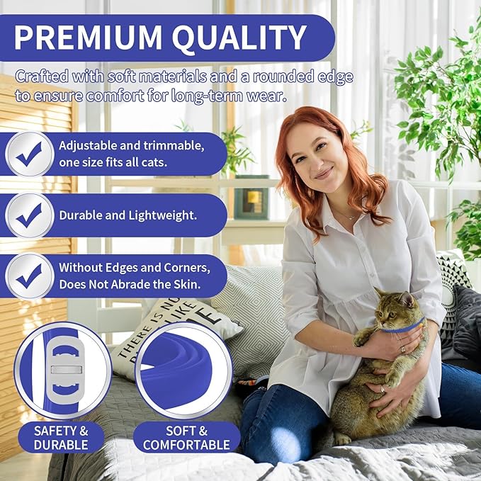 4 Pack Flea Collar for Cats, 32 Months Flea and Tick Prevention for Cat, Waterproof & Natural Cat Flea and Tick Treatment, Adjustable for Cats Kittens(Blue&Pink)
