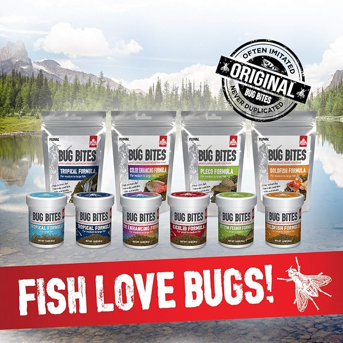 Fluval Bug Bites Color Enhancing Fish Food for Tropical Fish, Granules for Medium to Large Sized Fish, 4.4 lb., A6599, Brown