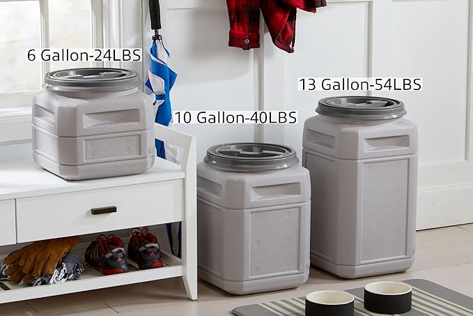 Mighty Tuff Airtight Dog Food Storage Container – 13 Gal, up to 54 lb Capacity – Cat and Dog Food Container with Twist Lid & Handles – BPA-Free, Made in USA