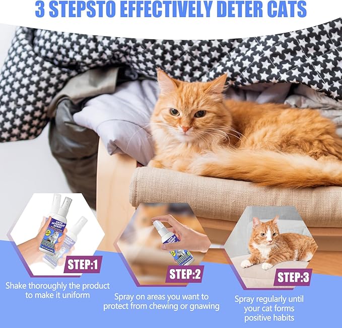 Cat Deterrent Spray - Cat Scratch Deterrent Spray for Furniture Protection, Scratch & Chew Deterrent – Effective Natural Non-Toxic Training Aid for Cats