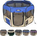 EliteField 2-Door Soft Pet Playpen (2 Year Warranty), Exercise Pen, Multiple Sizes and Colors Available for Dogs, Cats and Other Pets (30" x 30" x 20"H, Royal Blue+Beige)
