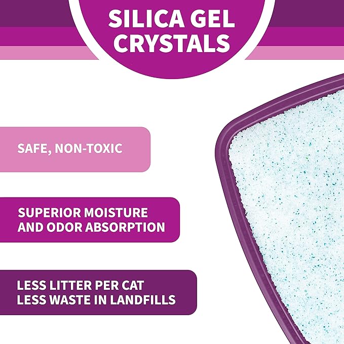 Litter Pearls Micro Crystals Unscented Non-Clumping Crystal Cat Litter with Odorbond, 7 lb, White, Clear and Blue Crystals (LPMC7)