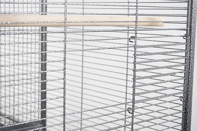 1F/2F/3F Stackable Center Divided Breeder Breeding Bird Flight Double Rolling Cage for Aviaries Canaries Cockatiels Lovebirds Finches Budgies Small Parrots. (Black Vein, 1F)