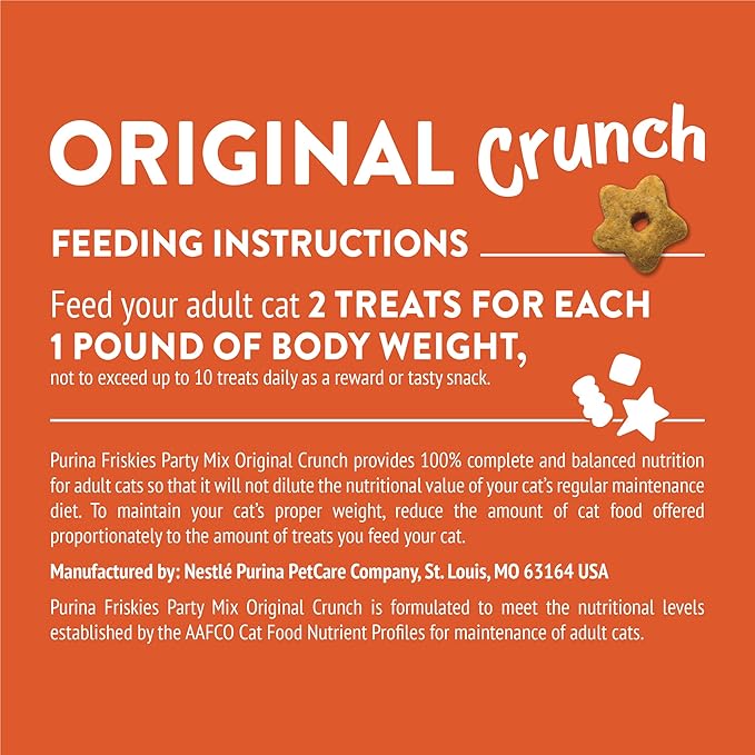 Friskies Purina Cat Treats,Party Mix Original Crunch - 20 oz. Pouch,(Pack of 2)