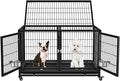 48 inch Heavy Duty Dog Crate for Large Dogs, Stackable Dog Kennels and Metal Wire Cages with Feeding Bowls, Leak-Proof Pans, Removable Wire Trays and Divider, Extra Large XL XXL