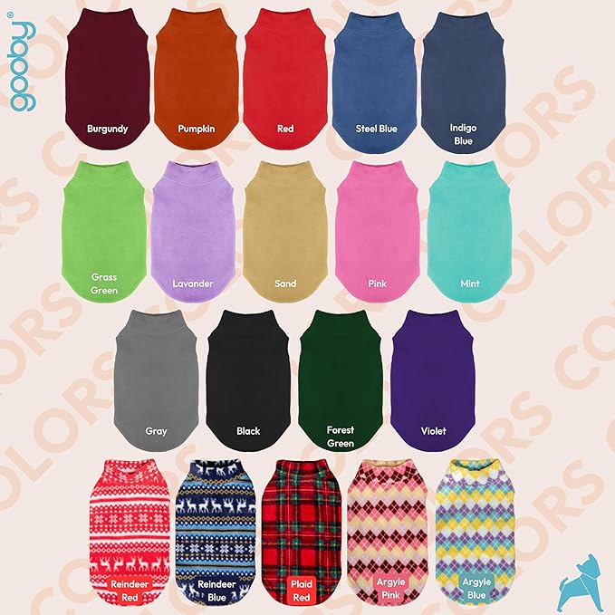 Gooby - Stretch Fleece Vest, Pullover Fleece Vest Jacket Sweater for Dogs, Reindeer Blue, Large
