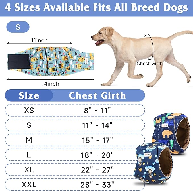 5 Pack Dog Diapers Male, Premium Belly Bands for Male Dogs, High Absorbing Male Dog Pee Wraps for Doggie in Incontinence or Excitable Urination and Training XL