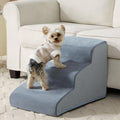 Dog Stairs for Small Dogs, 3-Steps Dog Ramp for Bed and Couch, Pet Stairs with Highly Supportive Foam and Non-Slip Bottom, Dogs Steps for Cat & Doggie (High 15.7 Inch)