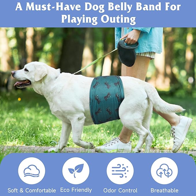 5 Pack Dog Diapers Male, Premium Belly Bands for Male Dogs, High Absorbing Dog Pee Wraps for Doggie in Incontinence or Excitable Urination and Training XXL