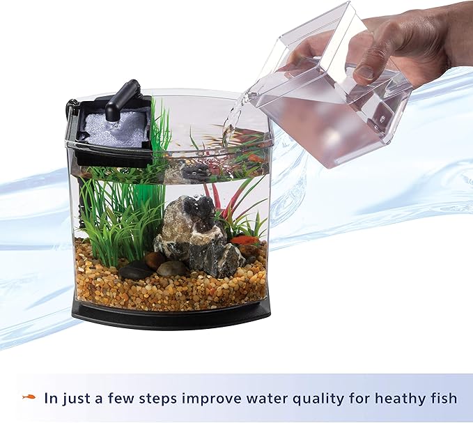 Aqueon LED MiniBow Small Aquarium Fish Tank Kit with SmartClean Technology, Blue, 1 Gallon